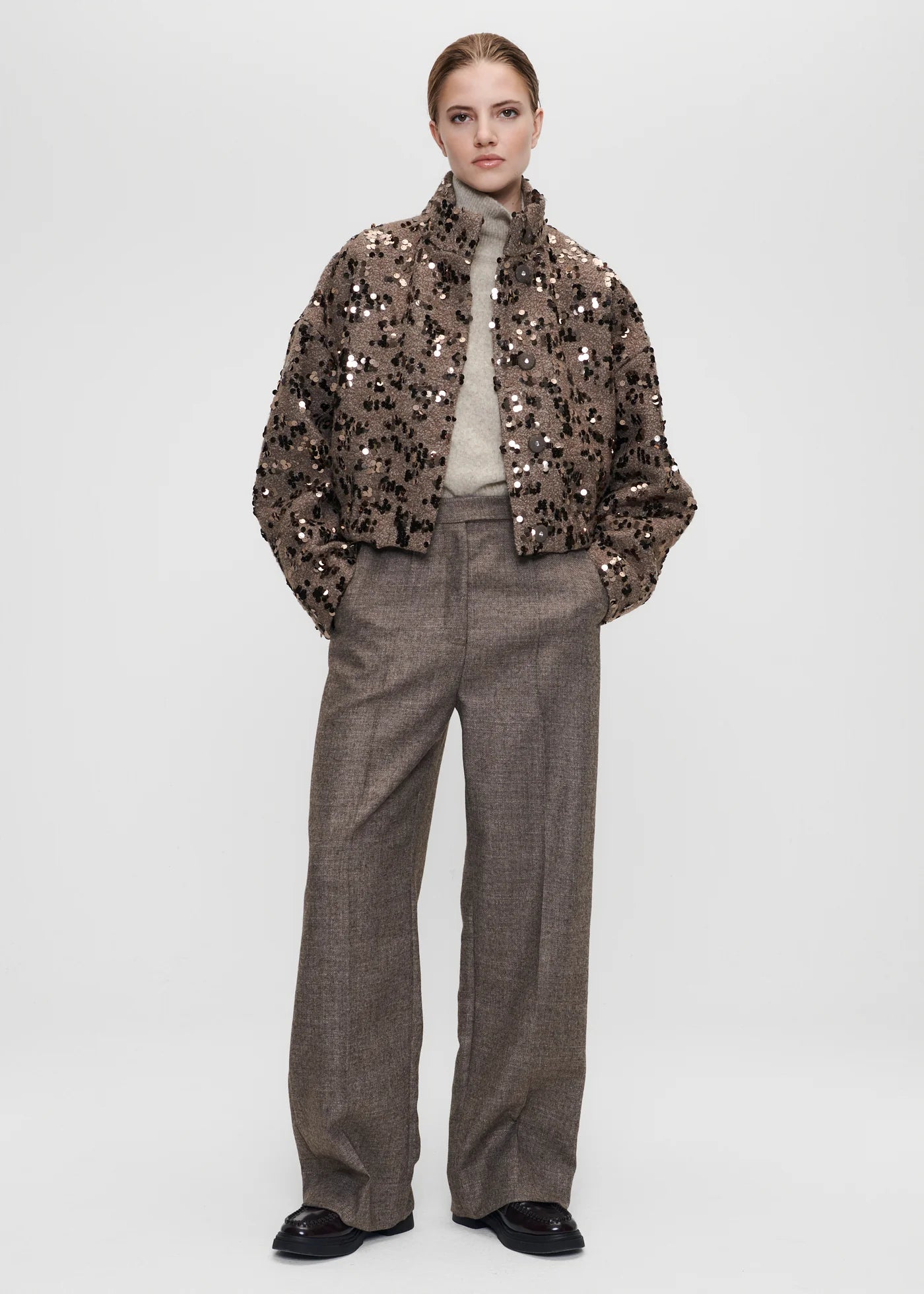 Wool Linen Straight Pants