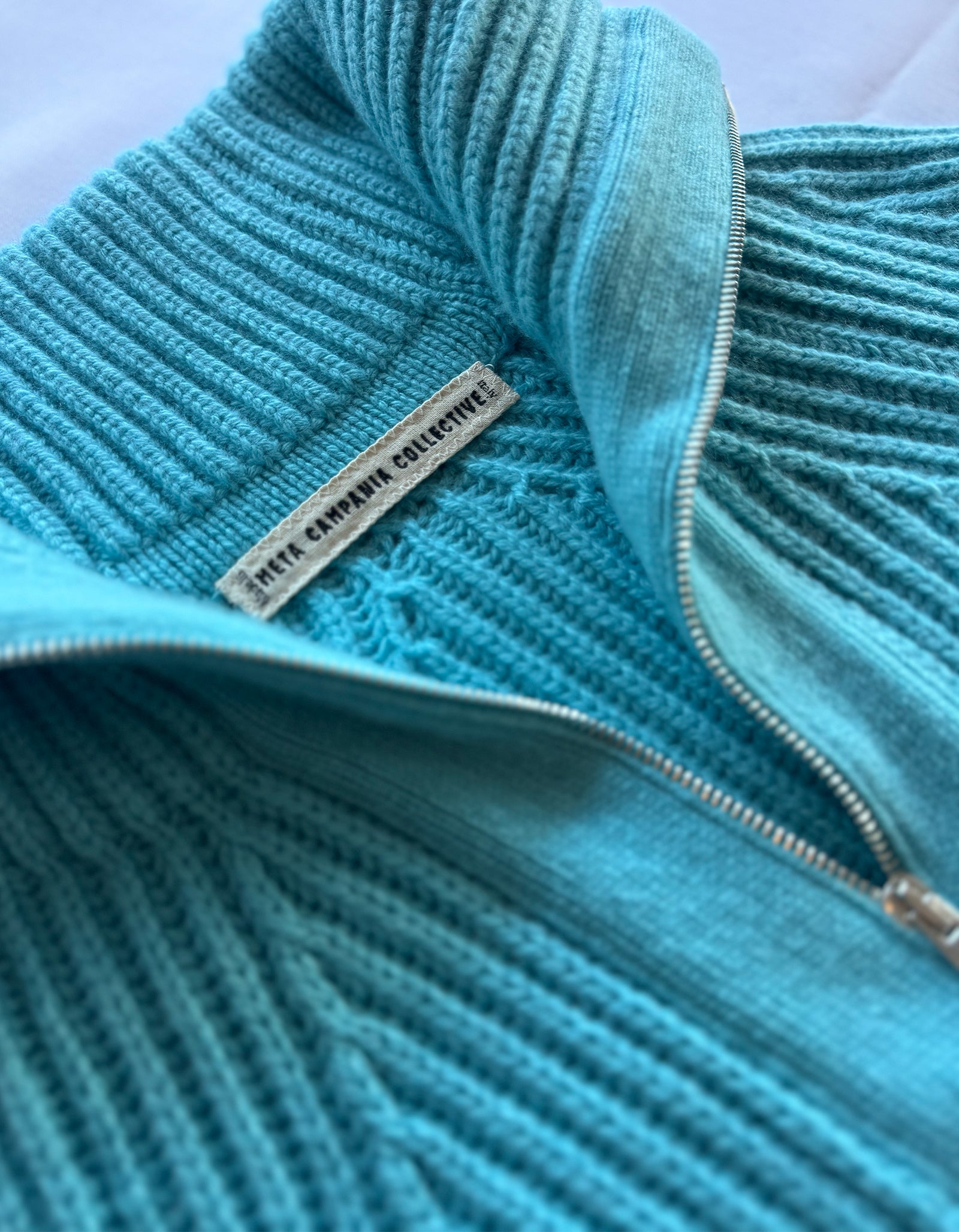 MICHEL RIB CASHMERE HALF ZIP
