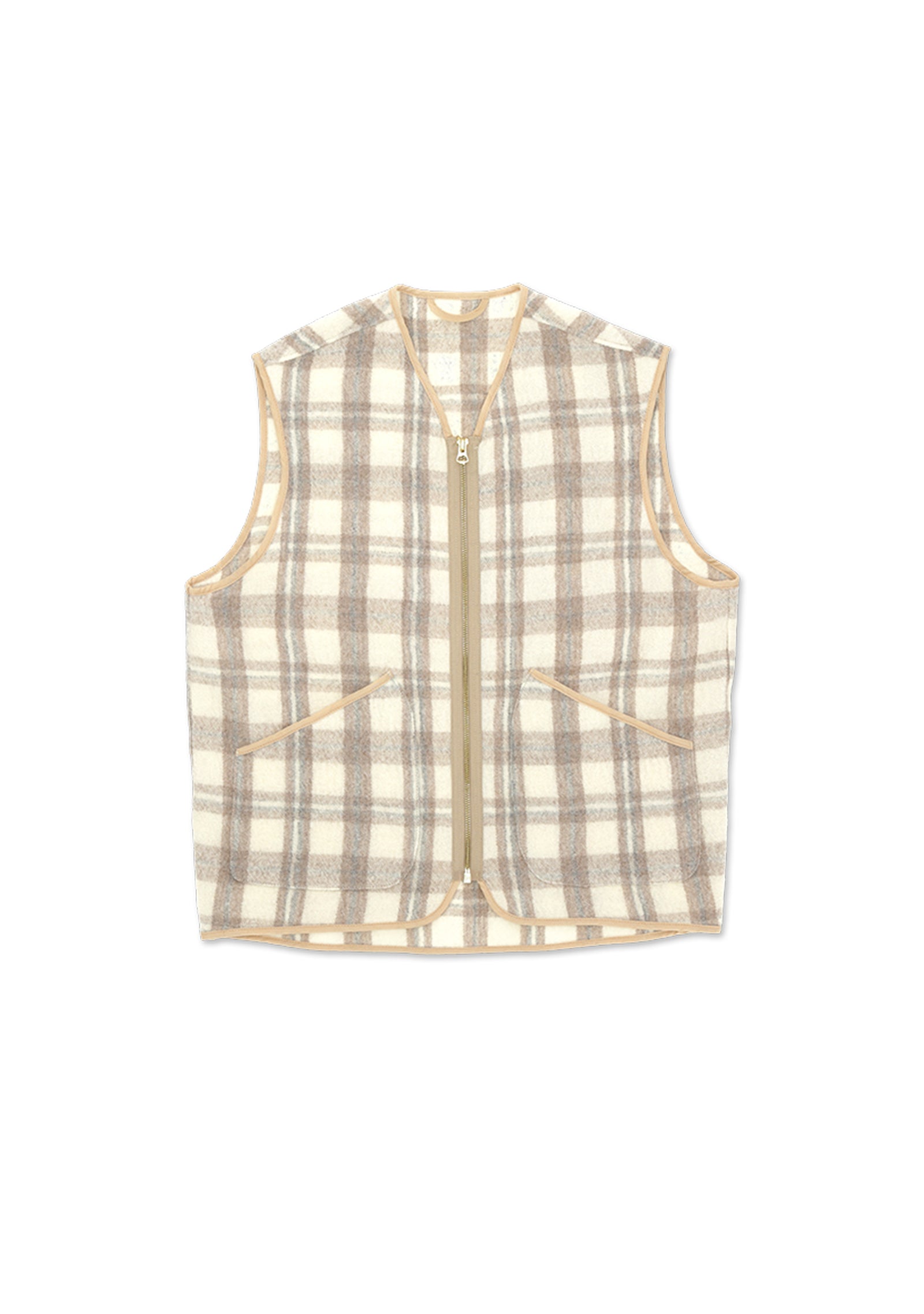 Check Wool Sherpa-Vest